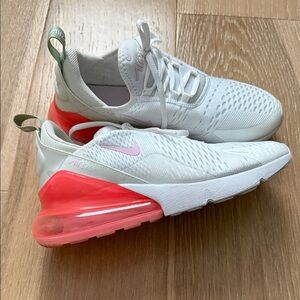 Nike Air Max 270 White with Pink and Green Accents size 7Y